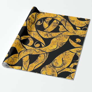 Papier Cadeau Motif Batik jaune et noir