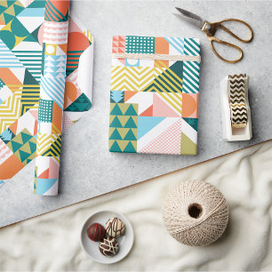 Papier Cadeau Motif Bauhaus Géométrique Mosaïque Scandi