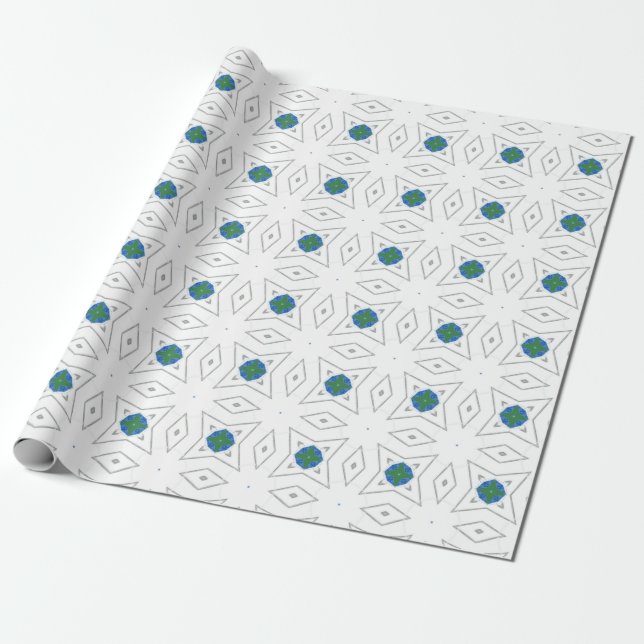 Papier Cadeau Motif blanc à points verts (Déroulé)