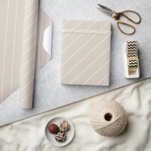 Papier Cadeau Motif blanc beige mince à rayures diagonales