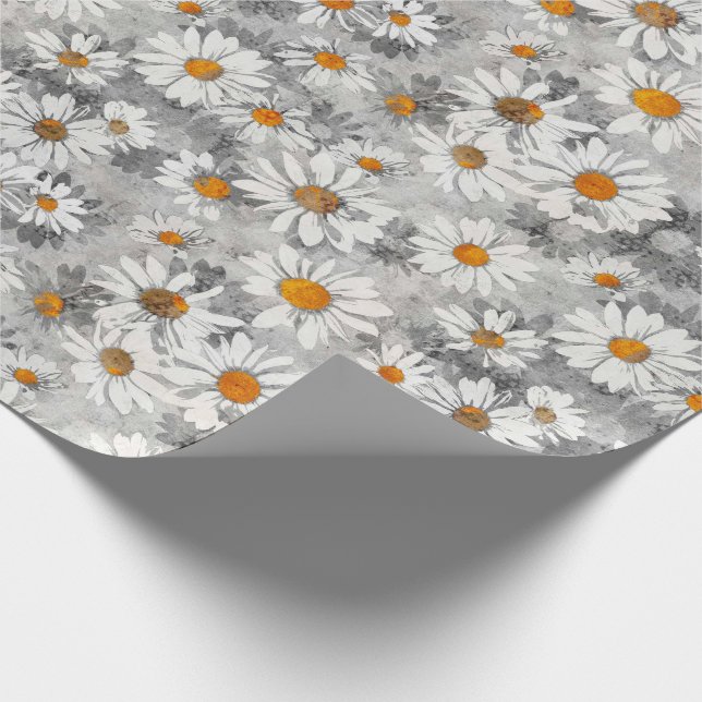 Papier Cadeau Motif blanc de marguerites (Coin)