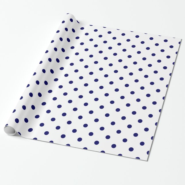 Papier Cadeau Motif blanc de tache de point de polka de bleu (Déroulé)