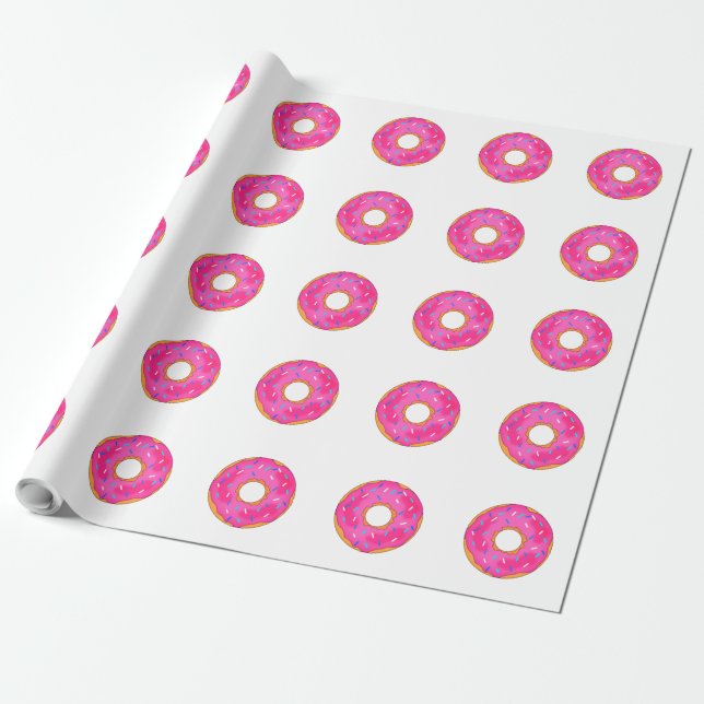 Papier Cadeau Motif blanc et rose pâle (Déroulé)