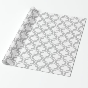 Papier Cadeau Motif blanc gris-clair élégant de trellis