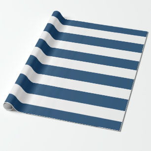 Papier Cadeau Motif blanc moderne de rayures de bleu marine