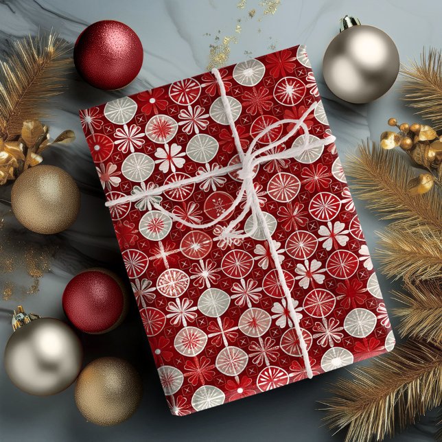 Papier Cadeau Motif blanc rouge Noël #13 ID1009 (Créateur téléchargé)