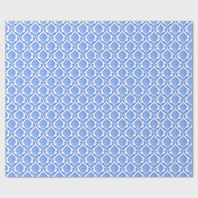 Papier Cadeau Motif bleu à fleurs (Plat)