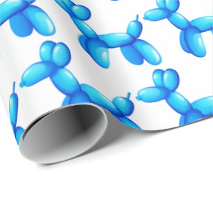 Papier Cadeau Motif bleu de chien de caniche d'animaux de ballon