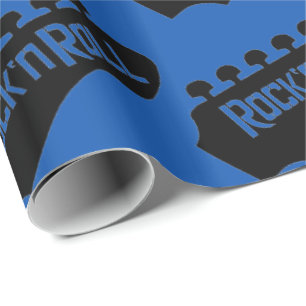 Papier Cadeau Motif bleu de guitare de rock