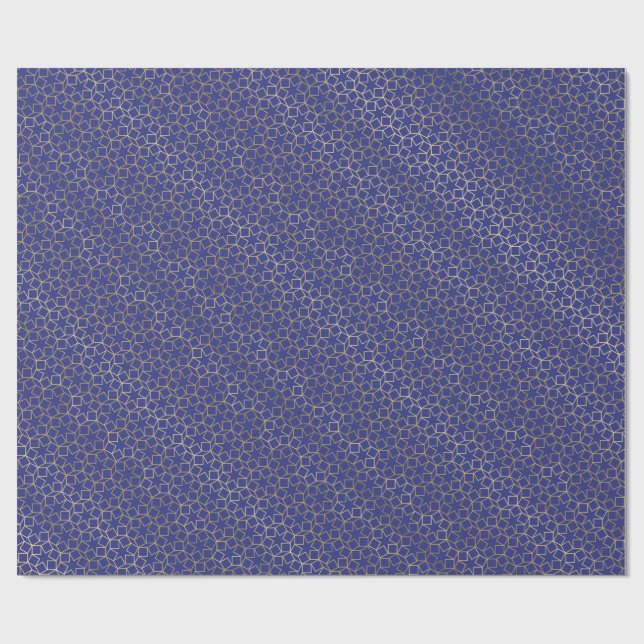 Papier Cadeau Motif bleu de minuit d'arabesque d'étoile de (Plat)