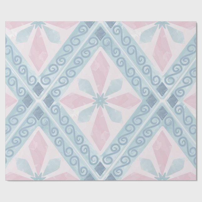 Papier Cadeau motif bleu en forme de diamant (Plat)