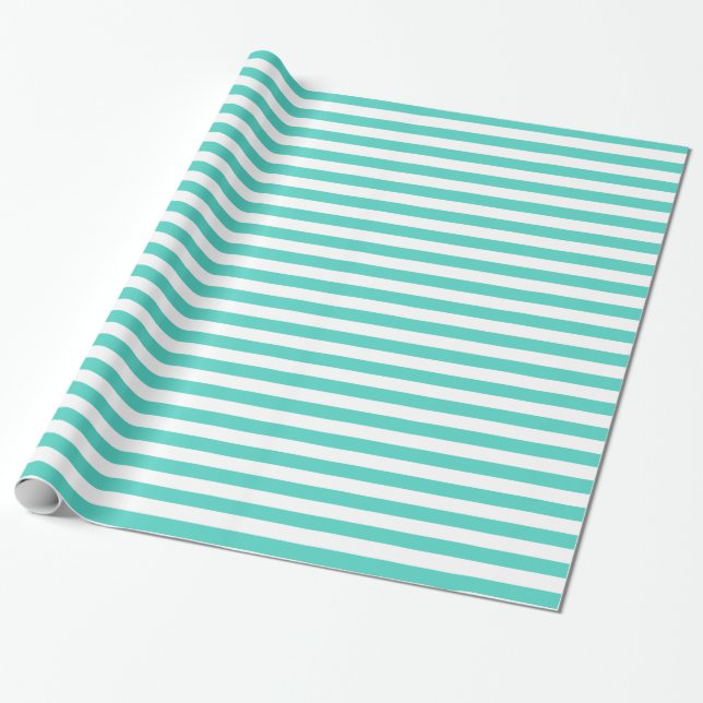 Papier Cadeau Motif bleu et blanc turquoise de rayure (Déroulé)
