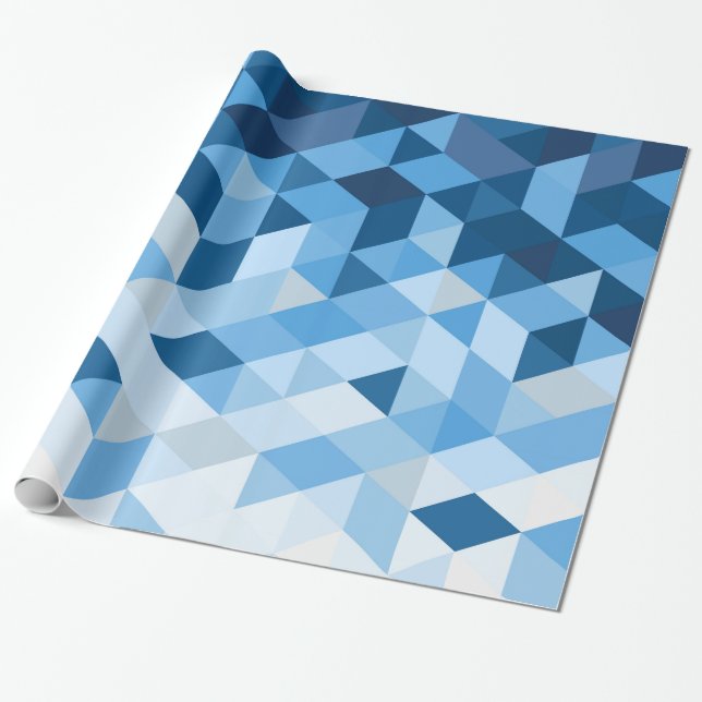 Papier Cadeau Motif Bleu Et Bleu Clair (Déroulé)