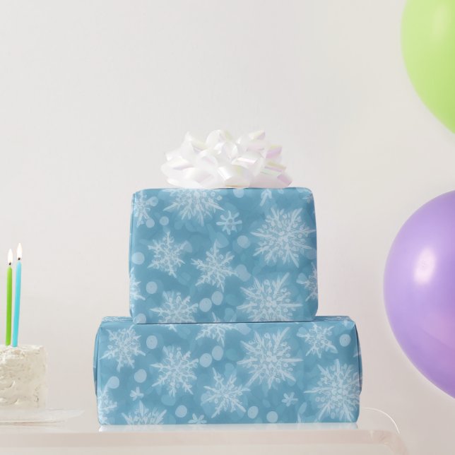 Papier Cadeau Motif Blue Snowflake (Cadeaux de fête)