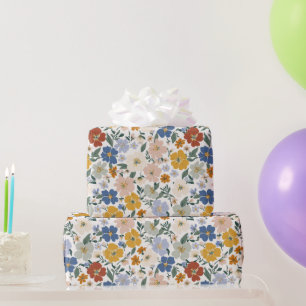 Papier Cadeau Motif Bohème de Prairie de Fleurs Sauvages