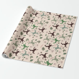 Papier Cadeau Motif Boho Botanique Grenouilles