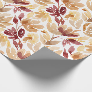 Papier Cadeau Motif botanique abstrait aux couleurs chaudes d'au