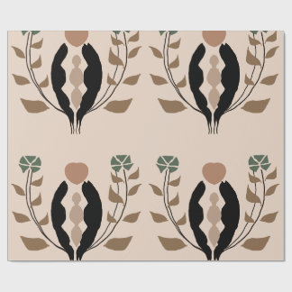 Papier Cadeau Motif Botanique Bohème Féminin Terreux