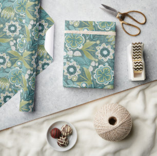 Papier Cadeau Motif botanique boho floral