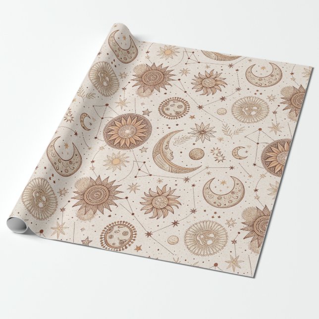 Papier Cadeau Motif botanique céleste (2) (Déroulé)