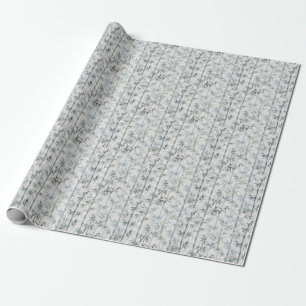 Papier Cadeau Motif botanique de bambou en bleu indigo