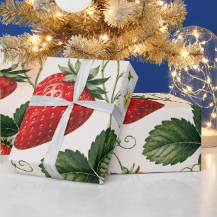 Papier Cadeau Motif botanique de fraise sans couture de style vi