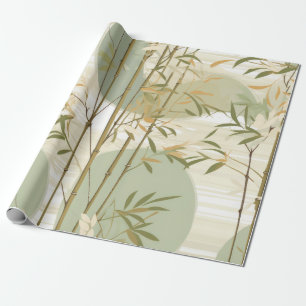 Papier Cadeau Motif botanique de la forêt de bambou Zen (3)