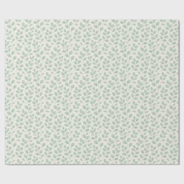 Papier Cadeau Motif botanique d'eucalyptus (Plat)