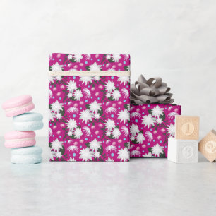 Papier Cadeau Motif botanique élégant à fleurs blanches