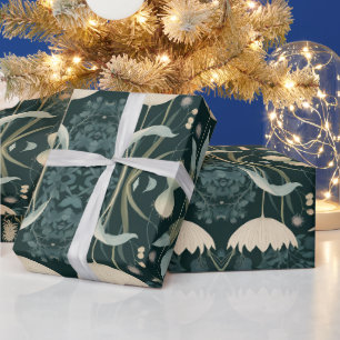 Papier Cadeau Motif botanique élégant de prairie de fleurs sauva