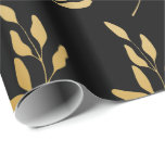 Papier Cadeau Motif botanique Feuille Gold Floral en noir<br><div class="desc">Plante or Feuille Floral Botanical Seamless Motif graphique sur papier cadeau noir. ** Utilisez les fonctions de modification de zazzle pour modifier la couleur du papier en fonction de vos besoins. La couleur arrière - plan est en fait transparente, vous pouvez donc facilement la changer à n'importe quelle couleur :...</div>