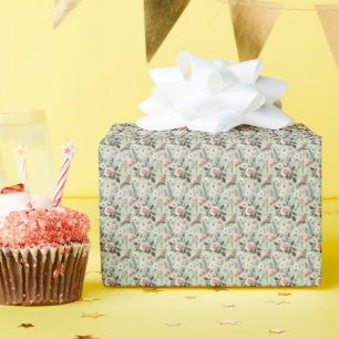 Papier Cadeau Motif Botanique Floral Pastel Vintage