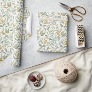 Papier Cadeau Motif botanique léger et aquarelle