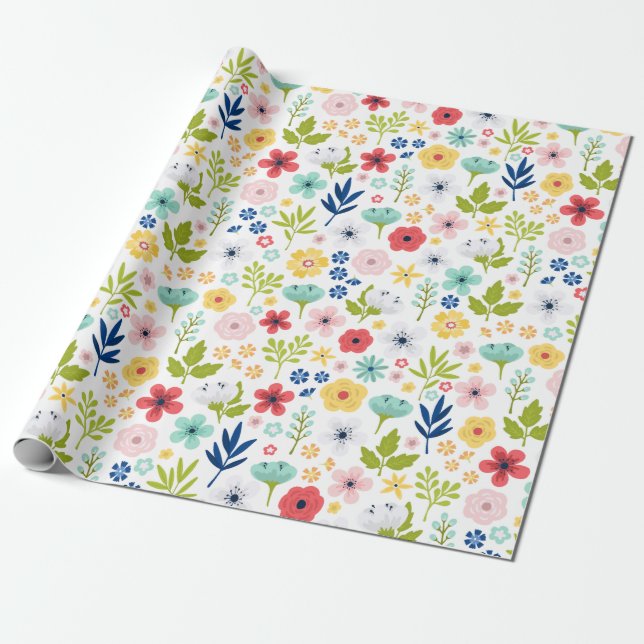 Papier Cadeau Motif botanique vibrant (Déroulé)