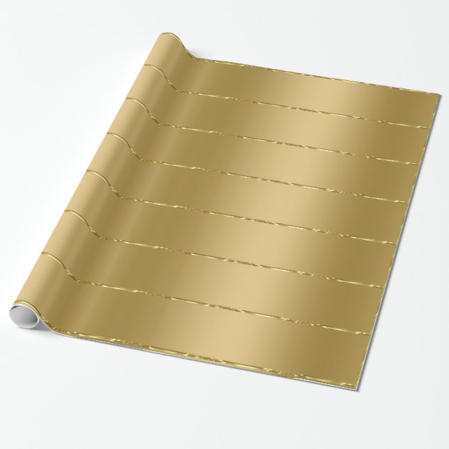 Papier Cadeau Motif brillant de bandes d'or faux (Déroulé)