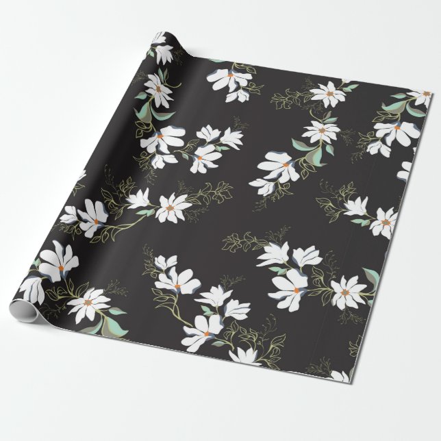 Papier Cadeau Motif brillant Magnolia (Déroulé)