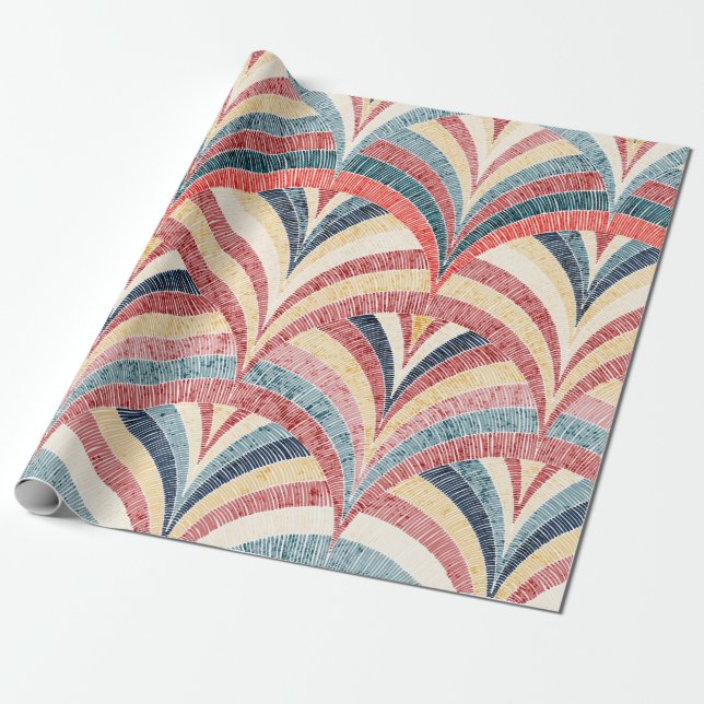 Papier Cadeau Motif brodé sans couture. Impression bohème abonda (Déroulé)