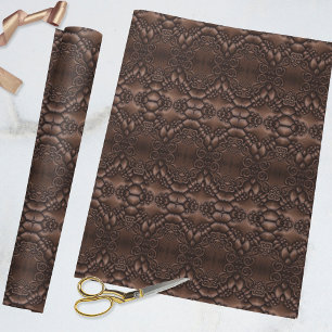 Papier Cadeau Motif Brown en cuir baroque Faux