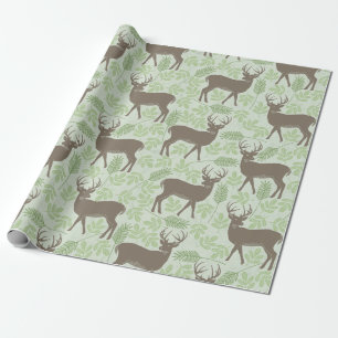 Papier Cadeau Motif Brown vert du bois de cerf