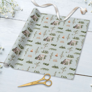 Papier Cadeau Motif Cabine de couleur d'eau