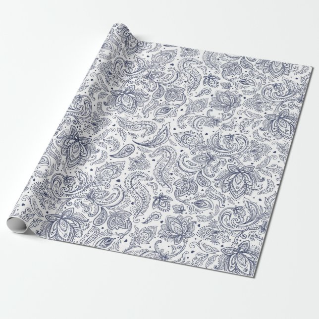 Papier Cadeau Motif cachemire coloré (Déroulé)