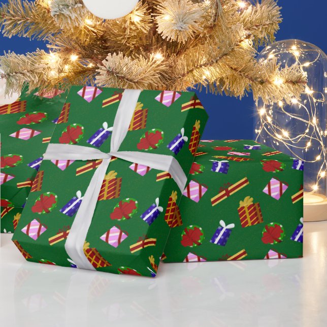 Papier Cadeau Motif Cadeaux de Noël (Vacances)