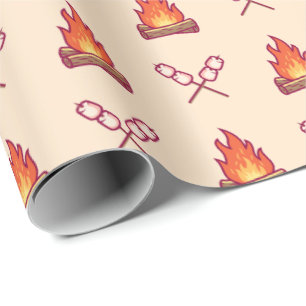 Papier Cadeau Motif Campfire et Marshmallow
