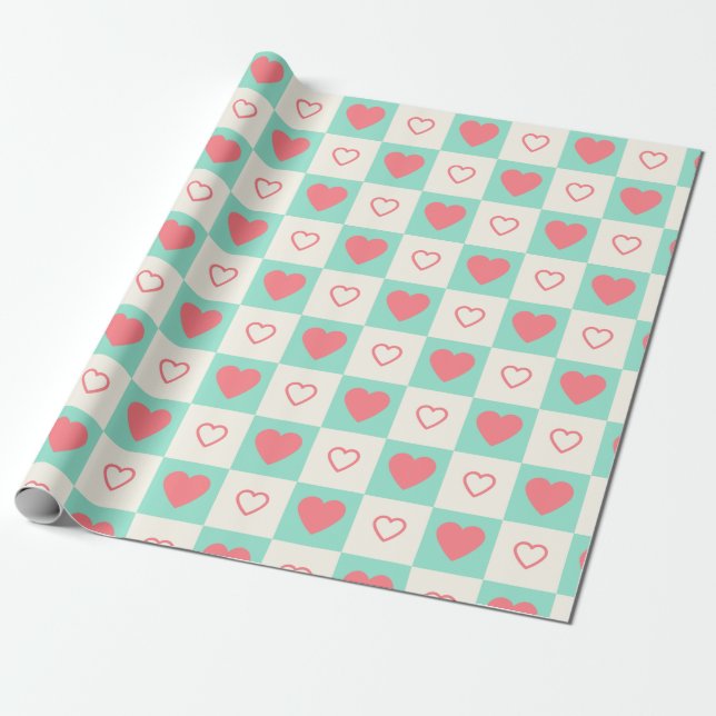 Papier Cadeau Motif cardiaque (Déroulé)