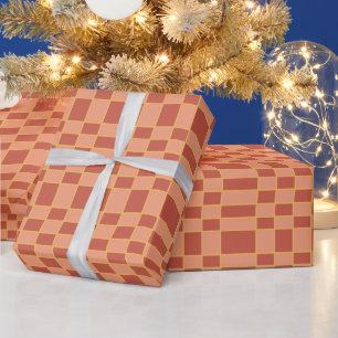 Papier Cadeau Motif carré à carreaux rose et rouge