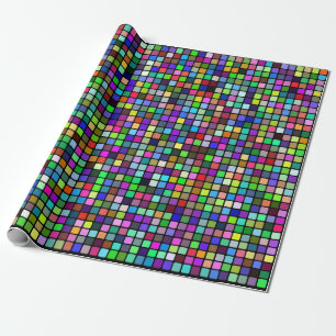 Papier Cadeau Motif carré multicolore de tuiles (arrière - pla