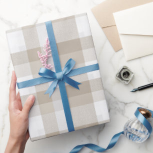 Papier Cadeau Motif carreau beige blanc de ferme Buffalo Soft