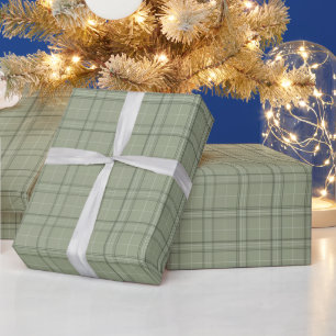 Papier Cadeau Motif carreau Cerf Piné - tartan cabincore vert sa