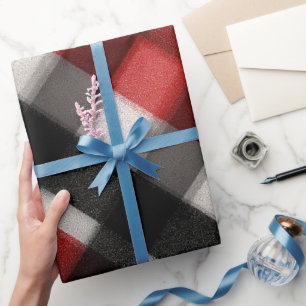 Papier Cadeau Motif carreau gris cèdre rouge noir cosy