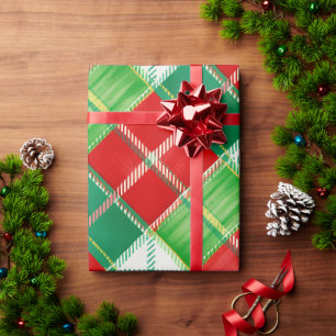 Papier Cadeau Motif carreau rouge vert